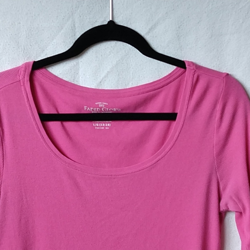 Women's Medium Faded Glory Pink V Neck Long Sleeve